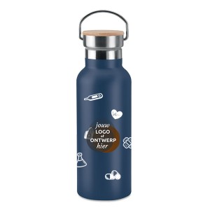Dubbelwandige-roestvrijstalen-fles-500 ml-bamboe-dop-geschenk-met-verhaal