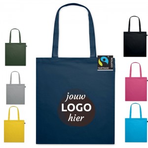 Fairtrade katoenen boodschappentas met lange hengsels 140 gr/m²