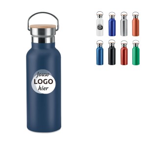 Dubbelwandige RVS fles bamboe dop | 500 ml