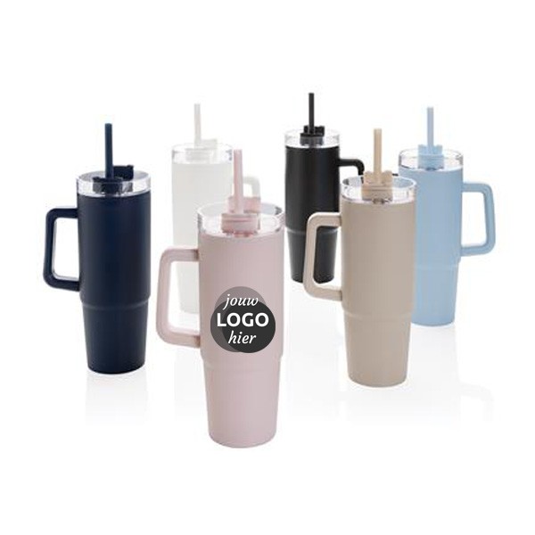 Drinkbeker tumbler met handvat | 900 ml RCS gerecycled plastic 